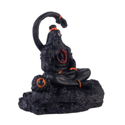 Klassic 3.5 Inch Black Meditating Hanuman Idol with Ram Heart Design for Mandir