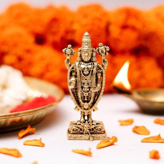 Klassic 3 Inch Brass Tirupati Balaji Idol for Mandir
