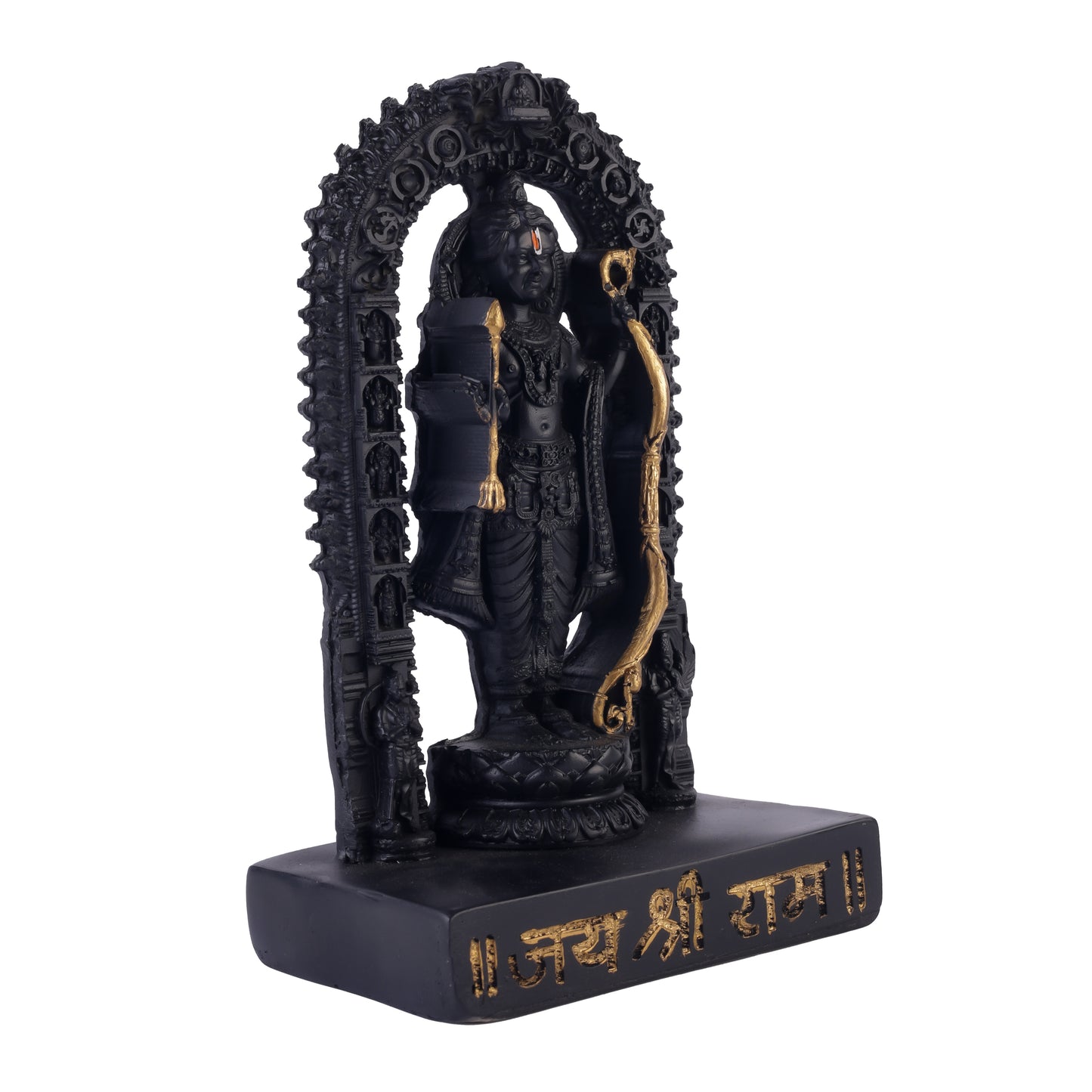 Klassic 6.5 Inch Black Lord Ram Idol with Decorative Arch for Mandir, Pooja Room & Office Desk