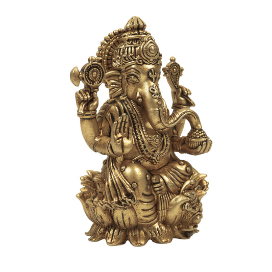 Klassic Lord Ganesha Idol 3.5 Inch | Pure Brass Antique Finish Murti | Pooja Mandir Décor | Diwali Gift