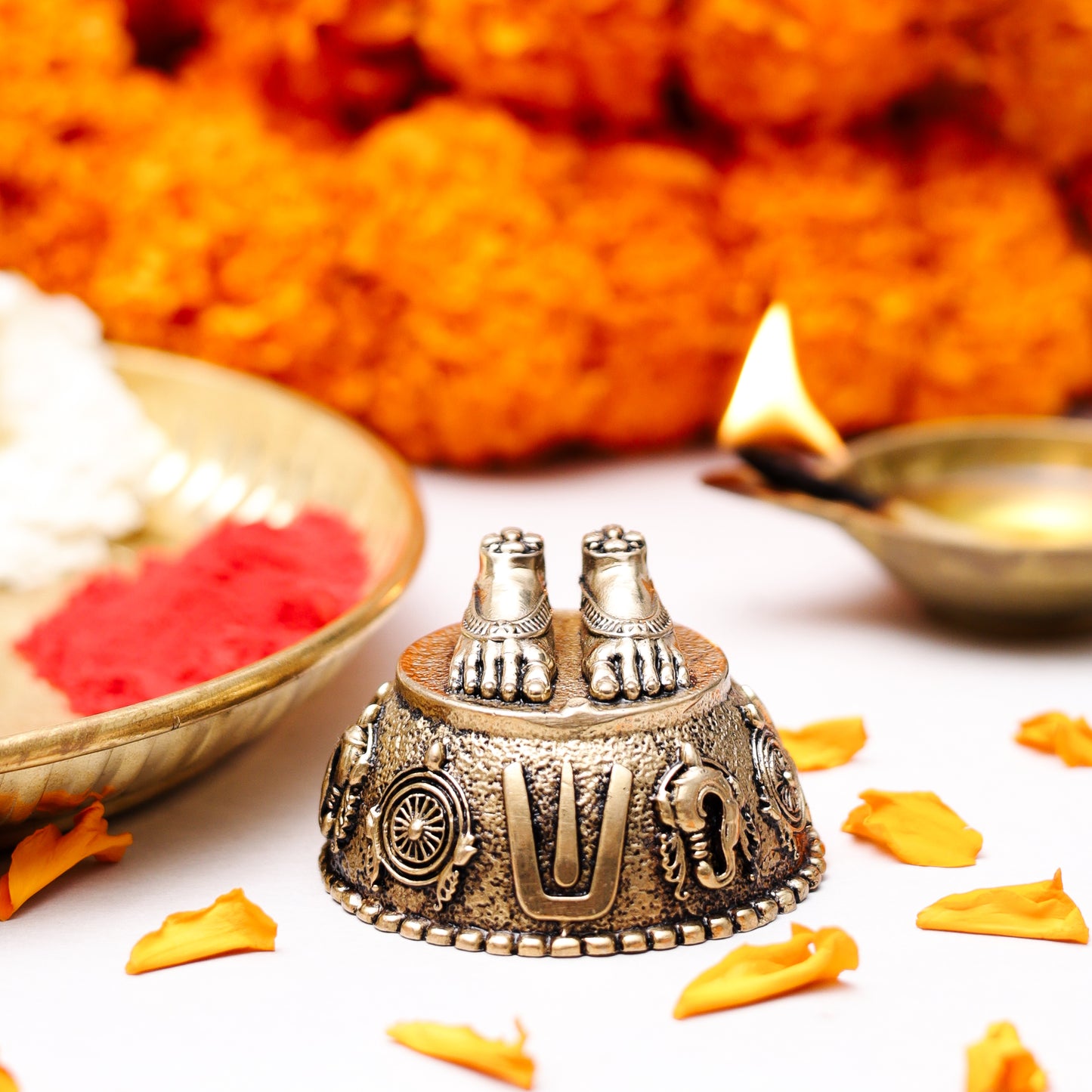 Klassic 1.5 Inch Brass Charan Paduka Idol for Home Temple