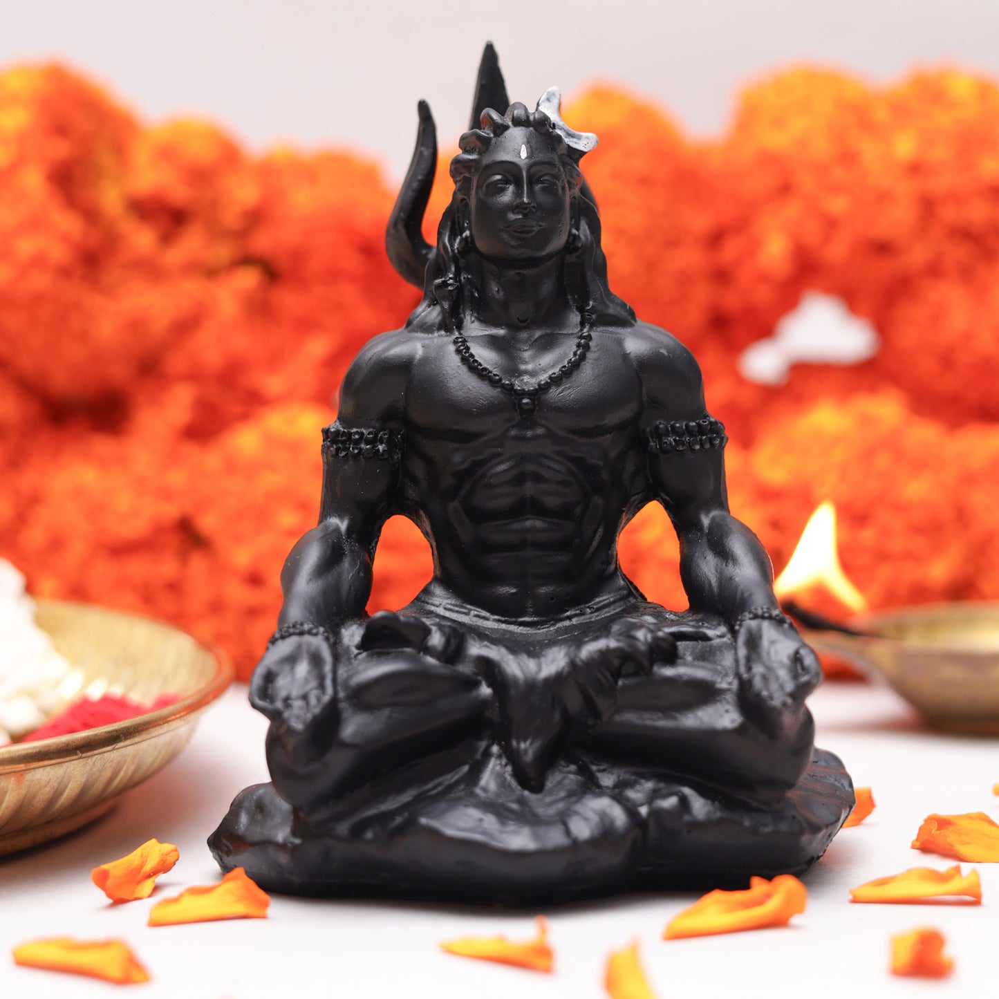 Klassic 4 Inch Black Meditating Lord Shiva Idol for Mandir, Meditation Room