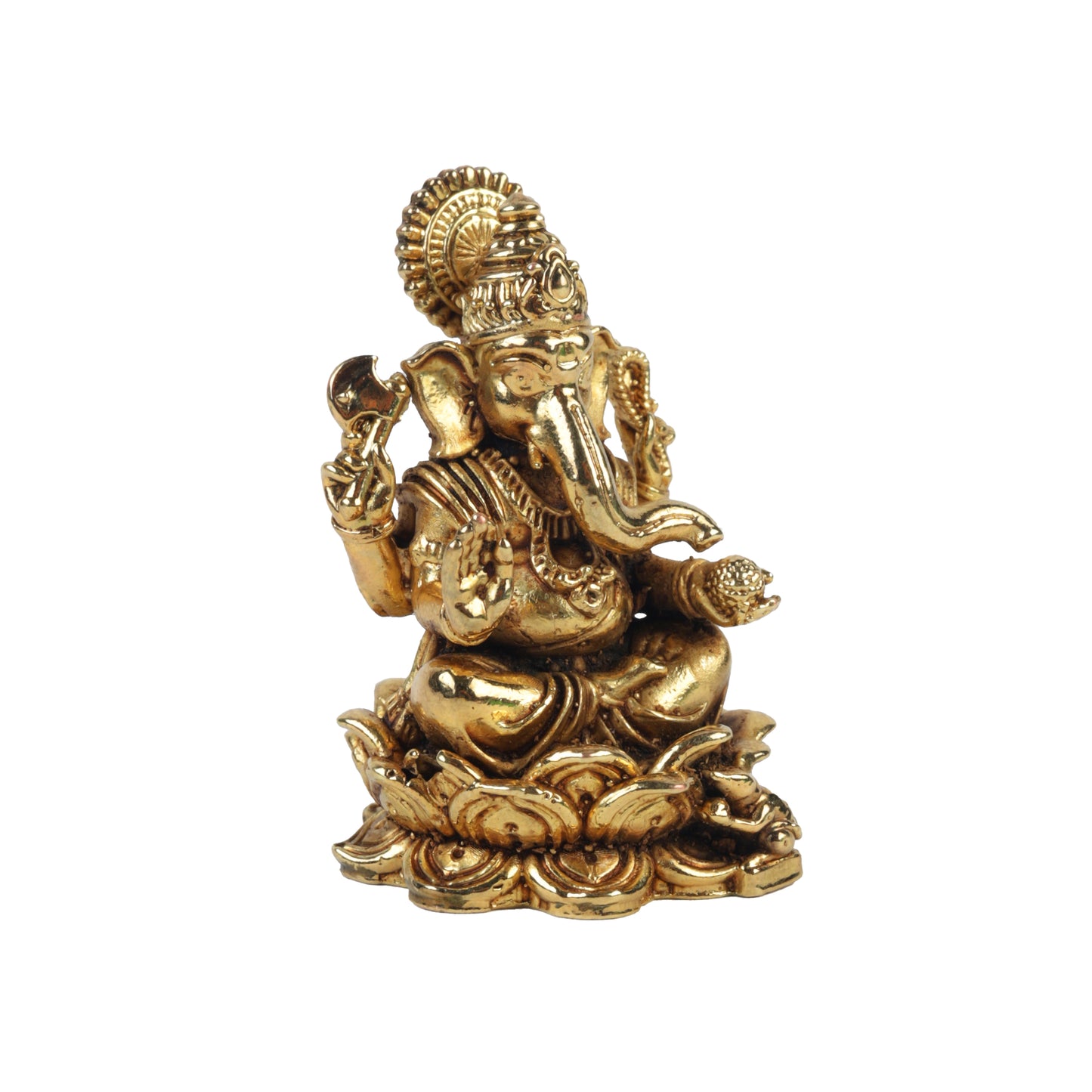 Klassic 1.7 Inch Brass Ganesha Idol on Lotus for Home Temple