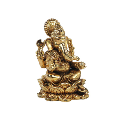 Klassic 1.7 Inch Brass Ganesha Idol on Lotus for Home Temple