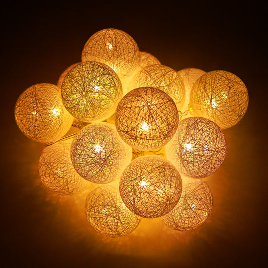 Lexton 16 Decorative Rattan Balls – Warm White Festival Lights