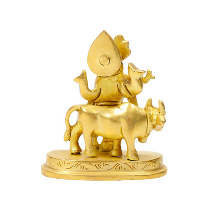 Klassic 2.5 Inch Pure Brass Krishna Statue with Cow idol