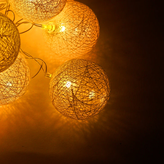 Lexton 16 Decorative Rattan Balls – Warm White Festival Lights