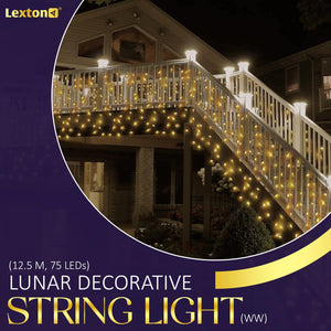 
                  
                    Lexton Lunar Decorative String Light/Fairy Light | 12.5 Meter, 75 LEDs | Plug Sourced | Suitable for Home & Outdoor Decoration, Diwali, Christmas, Wedding, Party, Lawn (Pack of 1, Warm White)
                  
                