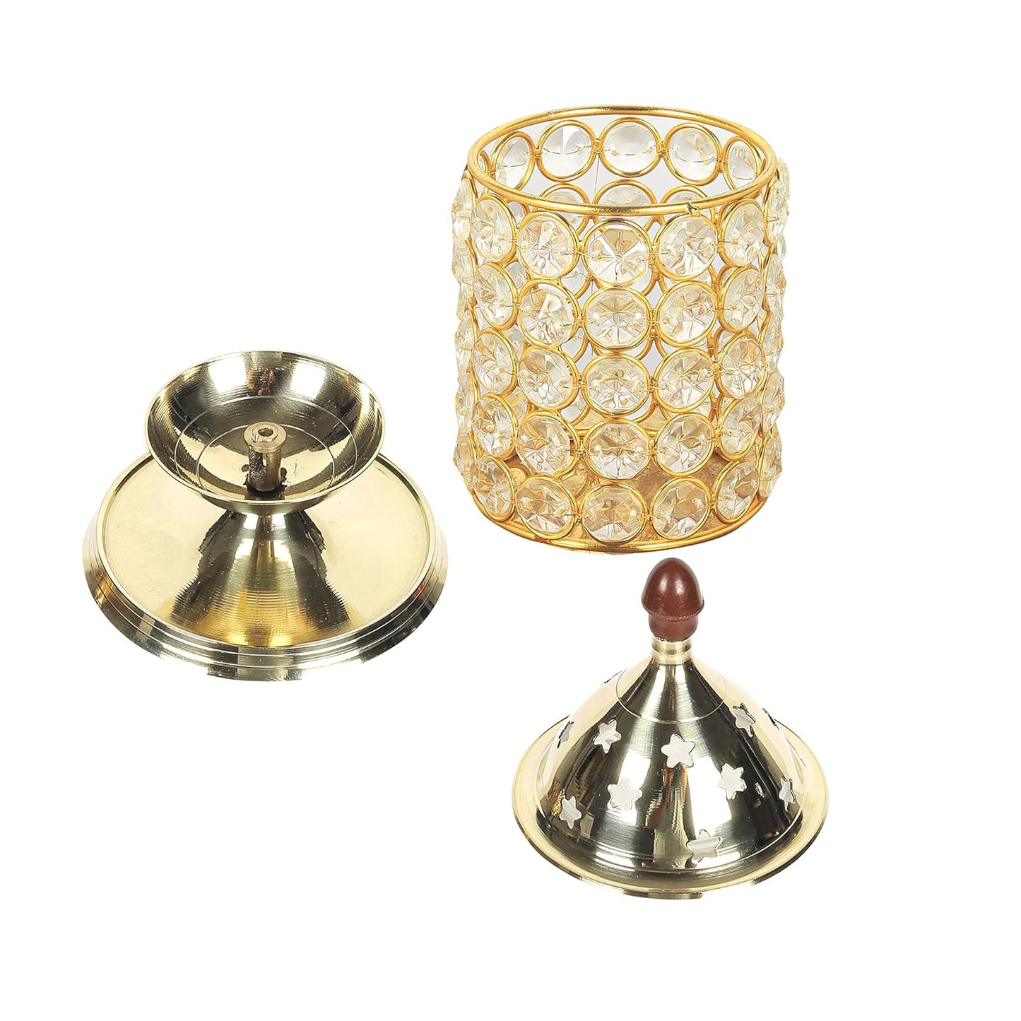 Klassic Brass & Crystal Akhand Diya – Large, Golden