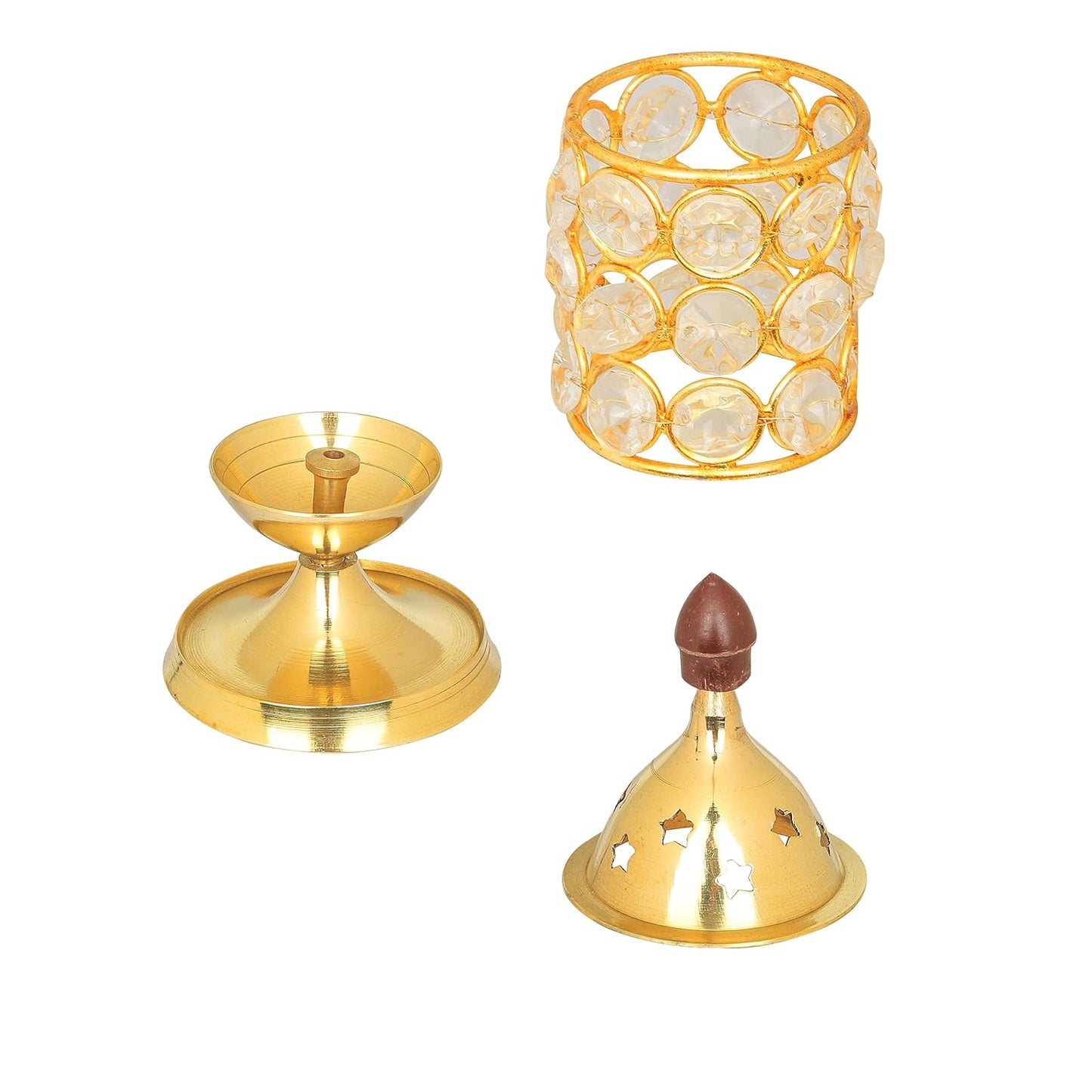 Klassic Brass & Crystal Akhand Diya – Small, Golden
