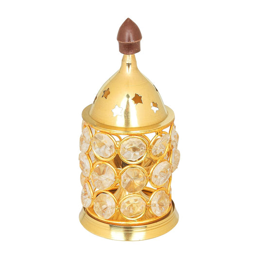 Klassic Brass & Crystal Akhand Diya – Small, Golden