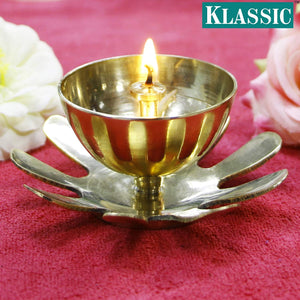 
                  
                    Klassic Decorative Designer Lotus Petal Shaped Akhand Diya for Temple, Home, Festivals, Puja| Kamal Shape Diwali Diya (Medium, Gold)
                  
                