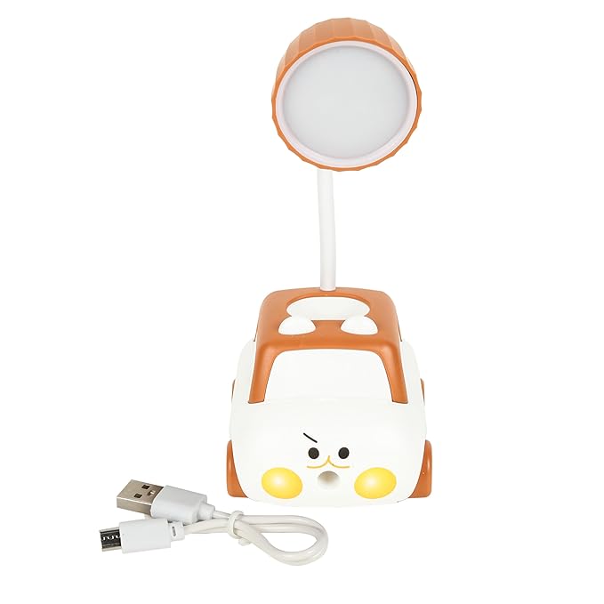 Lexton Car Shaped LED Study Lamp | Kids Desk Light Brown