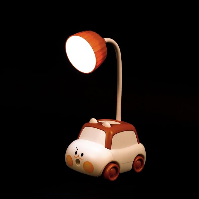 Lexton Car Shaped LED Study Lamp | Kids Desk Light Brown