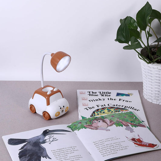 Lexton Car Shaped LED Study Lamp | Kids Desk Light Brown