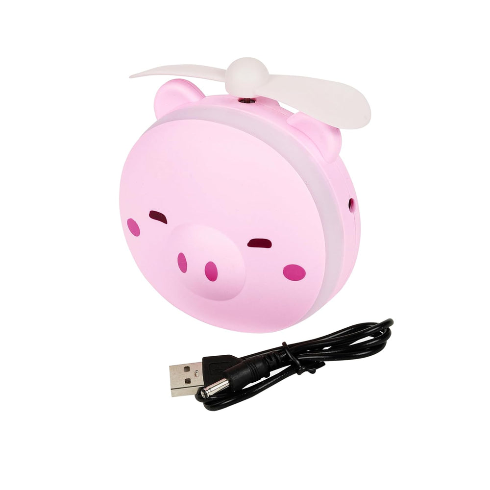 
                  
                    Lexton Portable 3 in 1 Cartoon LED I Handheld USB Fan I Makeup Mirror Pig Face Portable rechargeable Fan for Travel Office Room Household | (Pack of 1, Dark Pink)
                  
                