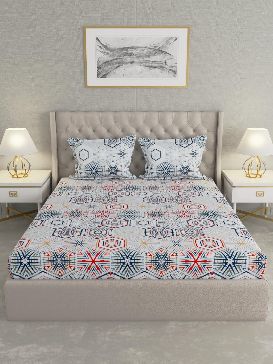 Raymond Home 144 TC Cotton Double Bedsheet with 2 Pillow Covers (012396-BF01)