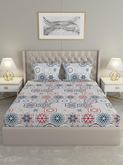 Raymond Home 144 TC Cotton Double Bedsheet with 2 Pillow Covers (012396-BF01)