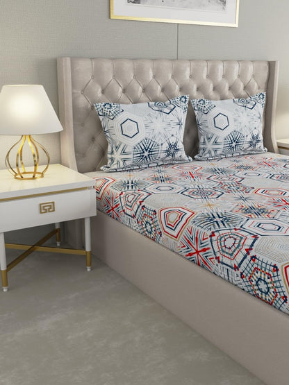 Raymond Home 144 TC Cotton Double Bedsheet with 2 Pillow Covers (012396-BF01)