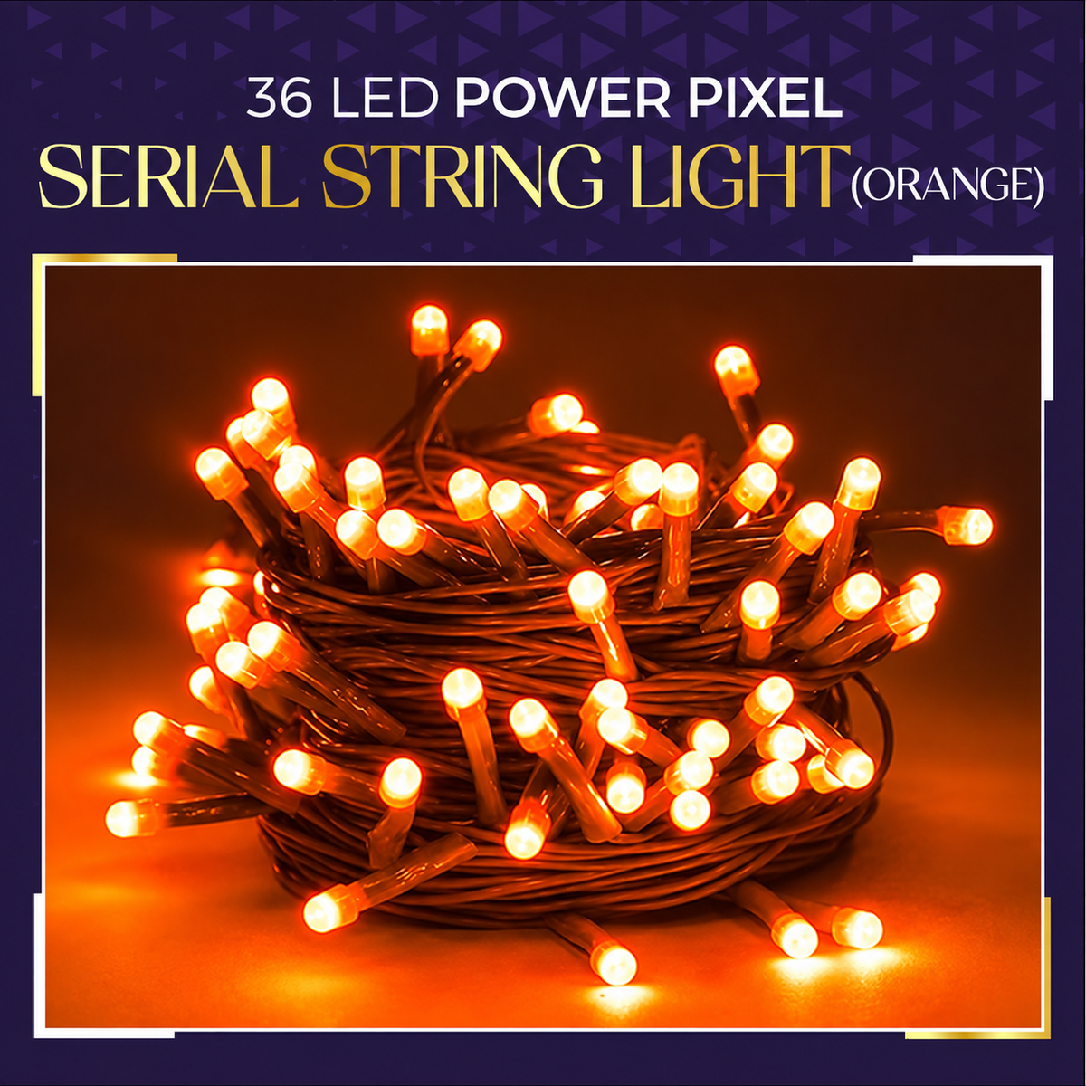 Lexton 36 LED Power Pixel Orange String Lights with Vibrant LEDs for Home and Outdoor Decor