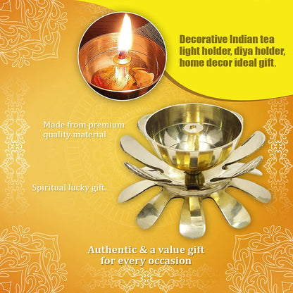 Klassic Two-Layer Lotus Petal Akhand Diya – Medium, Golden