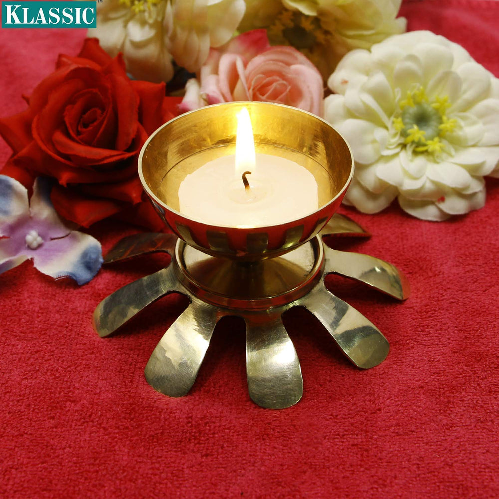 
                  
                    Klassic Decorative Designer Lotus Petal Shaped Akhand Diya for Temple, Home, Festivals, Puja| Kamal Shape Diwali Diya (Medium, Gold)
                  
                