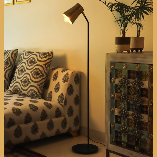 Lexton DIY Vintage Floor Lamp | Black Metal Standing Lamp with E27 Base (Bulb Not Included)**
