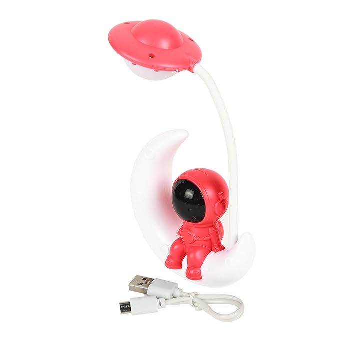 Lexton Astronaut Moon LED Study Lamp | Kids Desk Light Pink