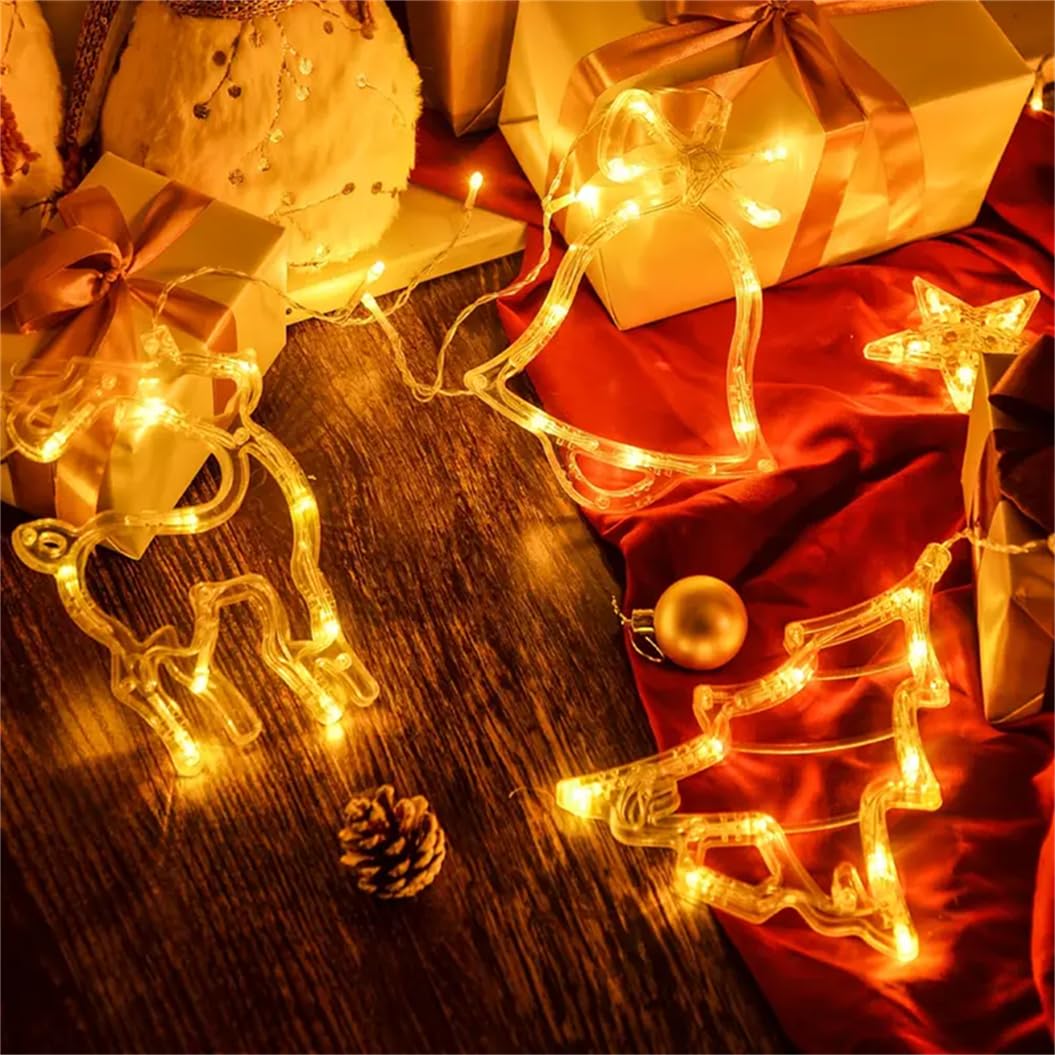 Lexton Curtain LED String Lights with Stars, Bells & Deer