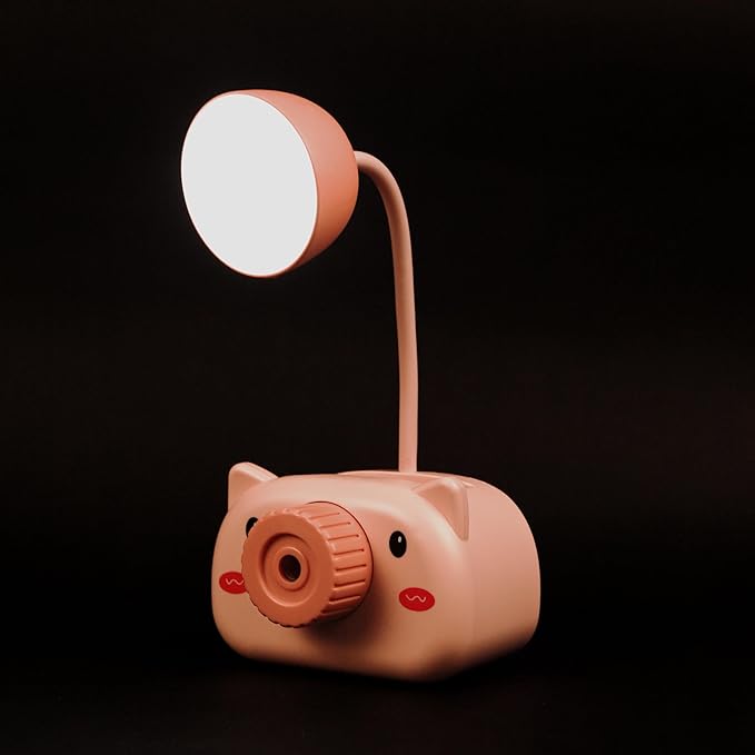 
                  
                    LED Camera Shaped Study Table Mini Lamp for Students | Rechargeable Desk Lamps with Pencil Cutting & Pen Barrel |USB Warm Light LED Children Study Lamp Toy | (Pink, Pack of 1)
                  
                