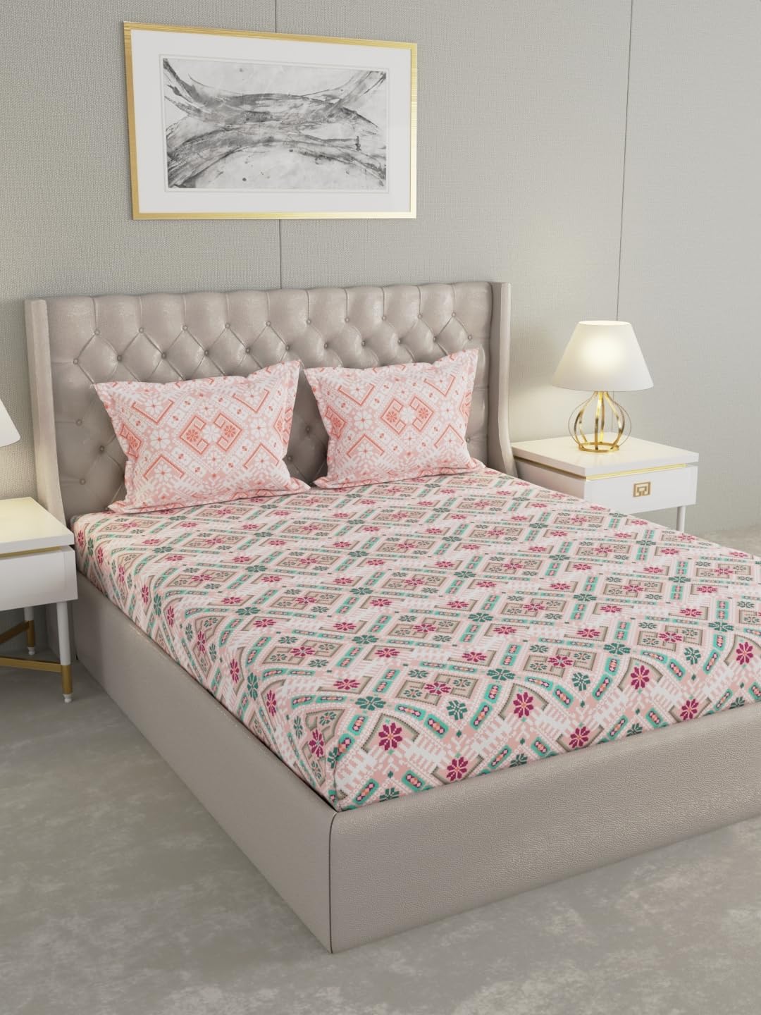 Raymond Home Camphor Cotton Double Bedsheet – 144 TC, Queen Size (013084-BF01)