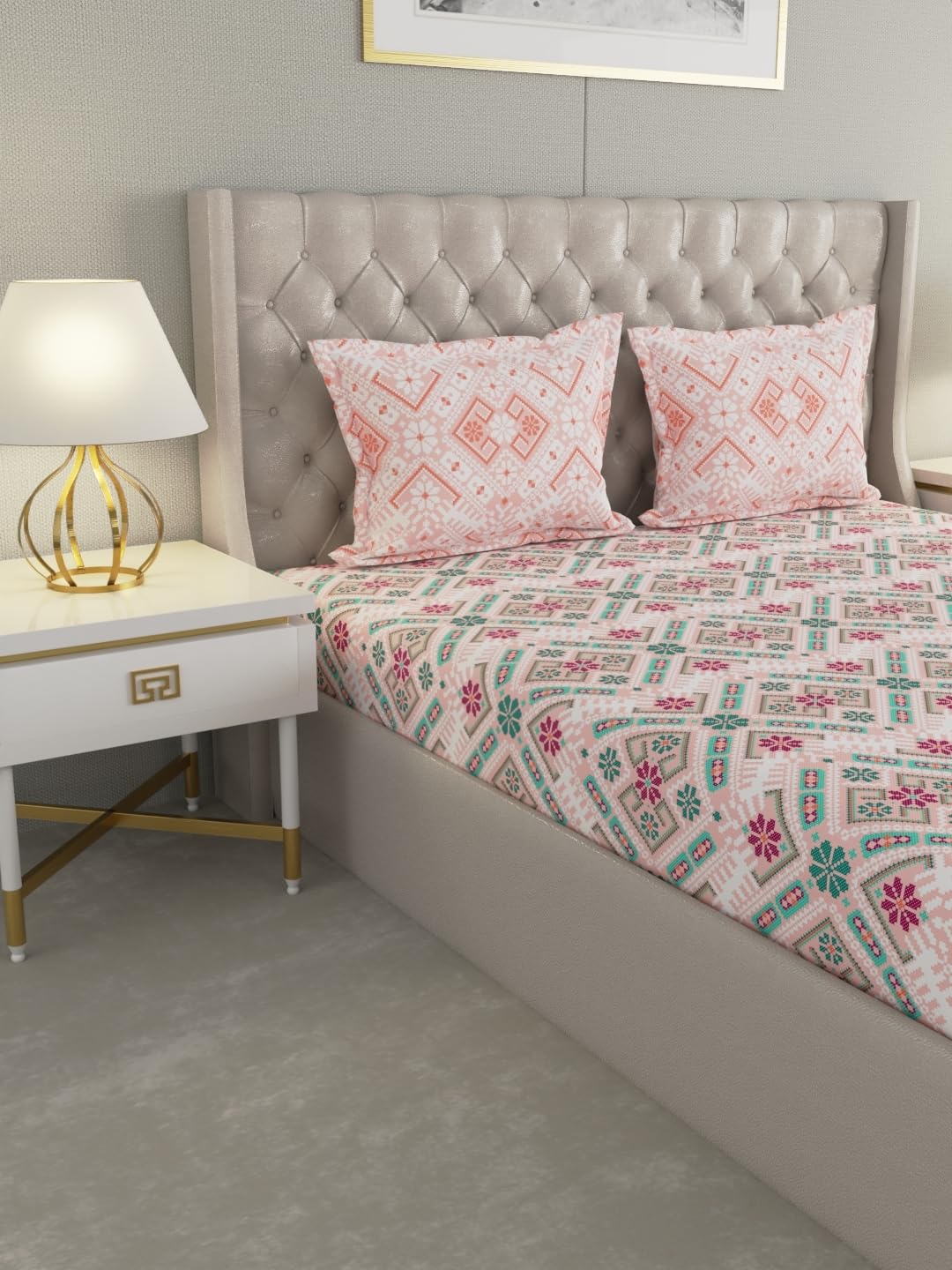 Raymond Home Camphor Cotton Double Bedsheet – 144 TC, Queen Size (013084-BF01)