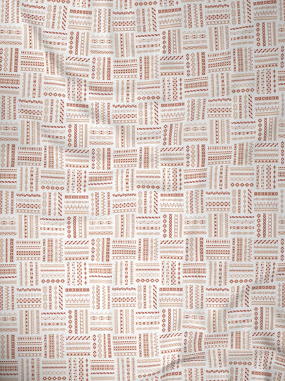 Raymond Home Elegance Double Bedsheet with 2 Pillow Covers | Geometric Patten 100% Cotton, King Sized, 300 TC, Cotton Rich (2.74 m X 2.74 m, 010408-BF02, Orange)