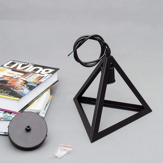 Lexton Vintage Black Metal Triangle Pendant Light – Ceiling Lamp
