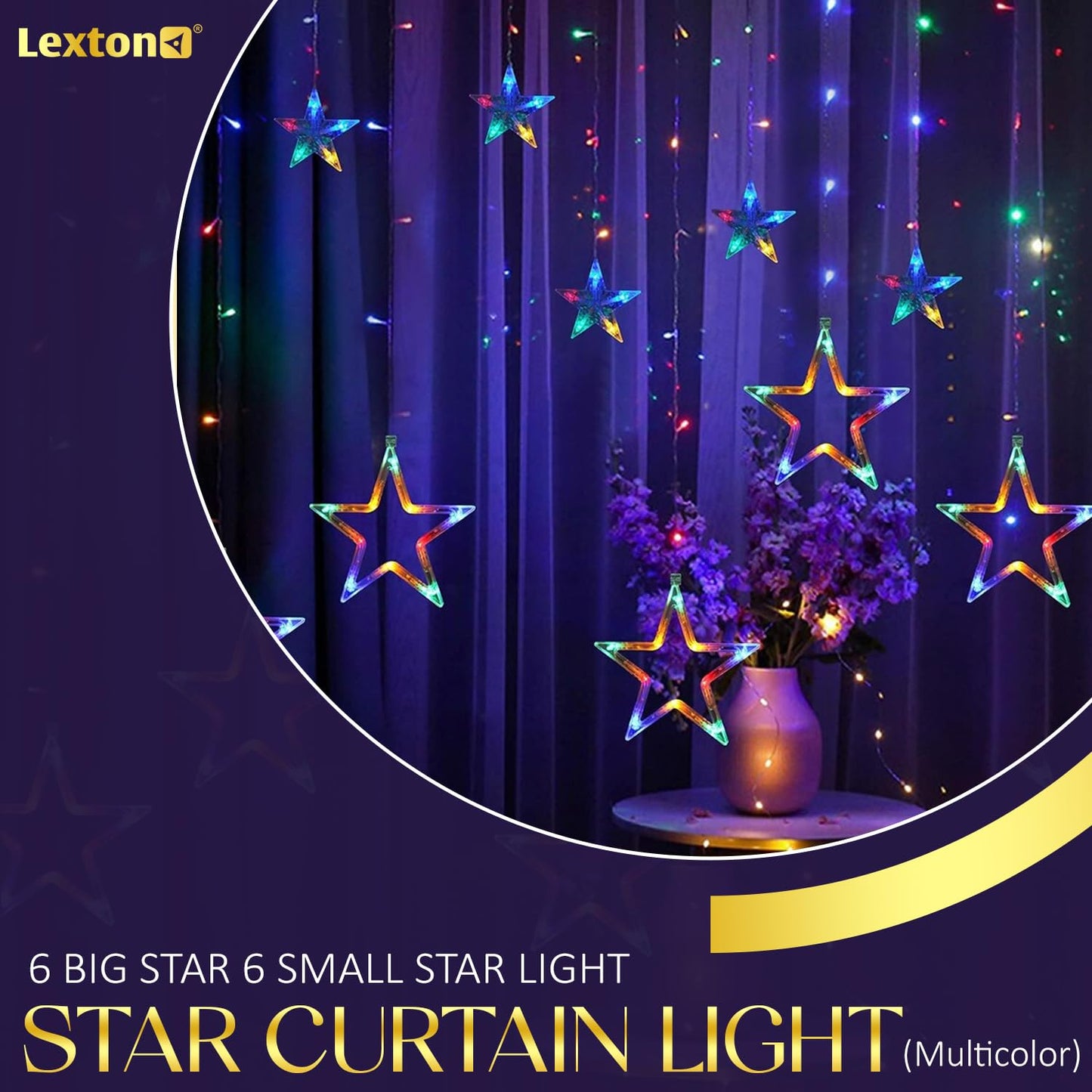 Lexton 12 Star Curtain Star Lights with 8 Modes