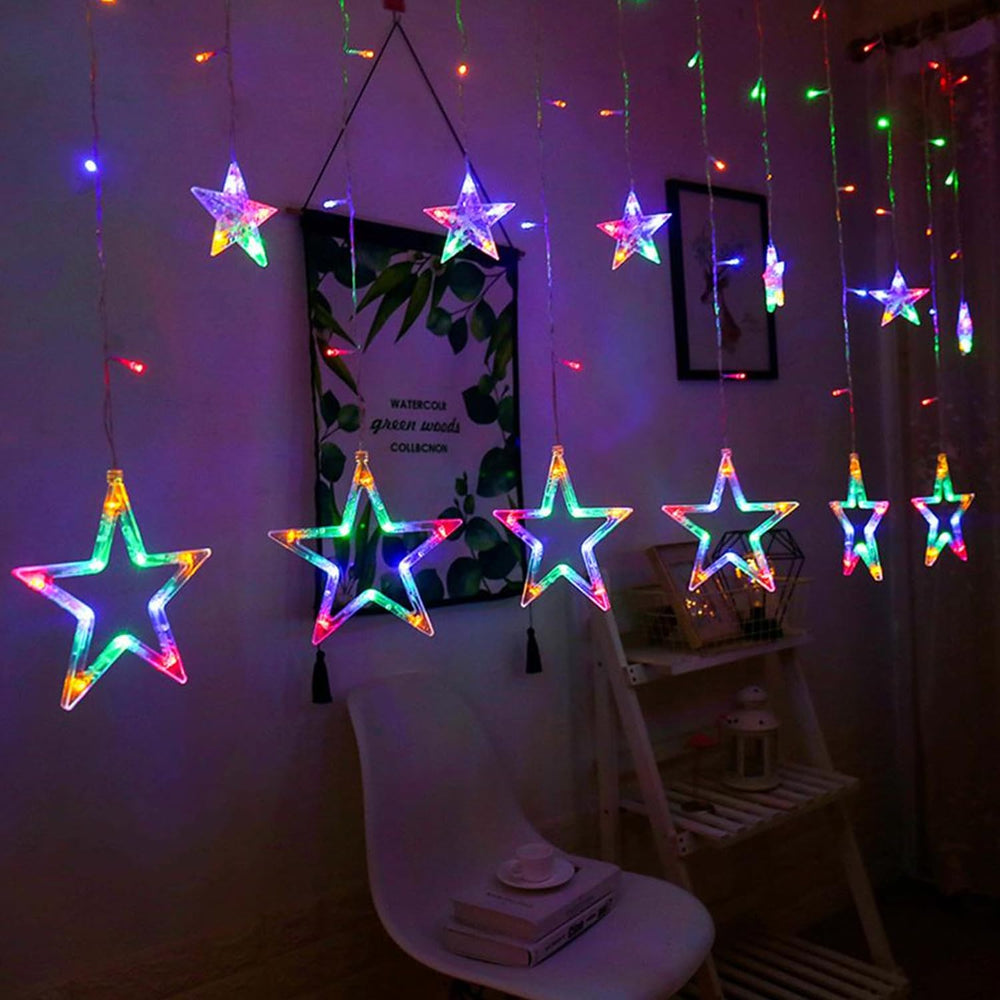 
                  
                    Lexton Star Curtain Light | 6 Big Star 6 Small Star Light | with 8 Flashing Modes  12 Stars  for Indoor & Outdoor Decorations
                  
                