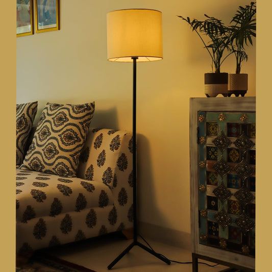 Lexton Black Tripod Floor Lamp with White Fabric Shade, DIY Eco Style