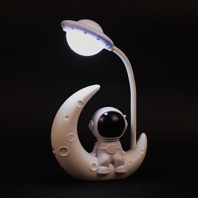 Lexton Astronaut Moon LED Study Lamp | Kids Desk Light White