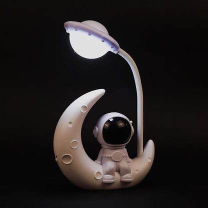 Lexton Astronaut Moon LED Study Lamp | Kids Desk Light White