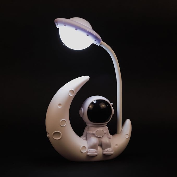 
                  
                    Lexton LED Study Table Lamp Astronaut Moon Shaped for Kids | 180 Degree Adjustable Desk Lamps for Study Room |USB Warm Light LED Children Study Table Lamp | (White,Pack of 1)
                  
                