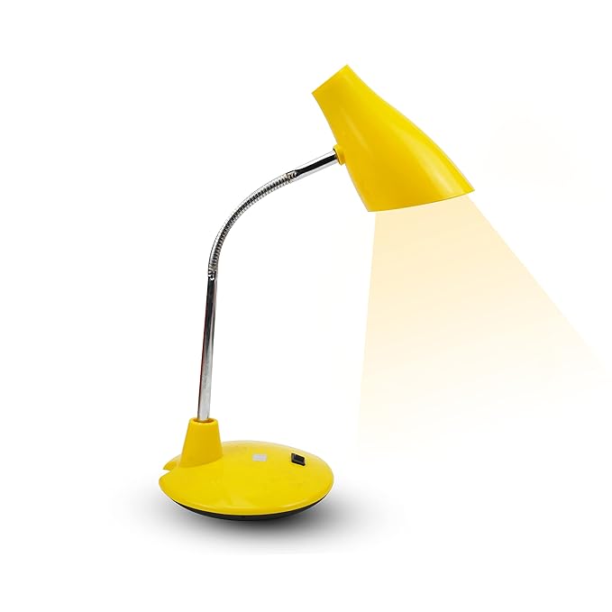 
                  
                    Lexton Night Study Metal Table Lamp | Adjustable Lamp Neck | Plastic Finish Study Lamp | B22 Bulb | Suitable for Home Décor Living Room Office Desk (Yellow, Plastic, 1 Piece)(Bulb Not Included)
                  
                