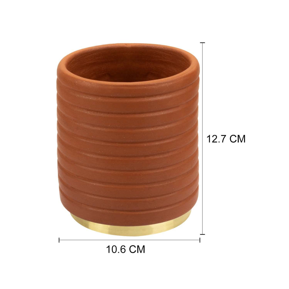 
                  
                    iCraft Sandhi Handcrafted Terracotta Planter | with Brass Ring & Self Watering System for Indoor Plants (Brown, 4.5 inch, Pack of 1)
                  
                