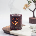 iCraft Soapstone Marble Handcrafted Bakhnoor Candle Aroma Diffuser | Tea Light Holder |Wax Burner - Perfect for Gifting & Home Décor (Maroon)