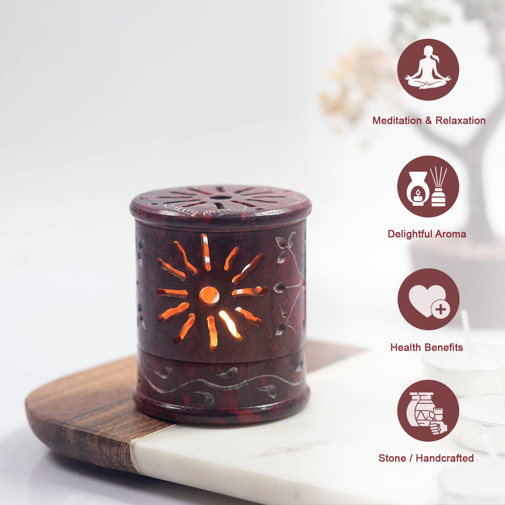 
                  
                    iCraft Soapstone Marble Handcrafted Bakhnoor Candle Aroma Diffuser | Tea Light Holder |Wax Burner - Perfect for Gifting & Home Décor (Maroon)
                  
                