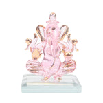 iCraft God Ganesh Sitting with Base Statue (Murti) Idol Showpiece Handmade of Crystal Glass by for Worship, Decoration, Car Dashboard, Gift (Clear)