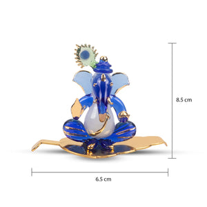 
                  
                    iCraft God Ganesh Sitting with Leaf Statue (Murti) Idol Showpiece Handmade of Crystal Glass by for Worship, Decoration, Car Dashboard, Gift (Golden Leaf)
                  
                