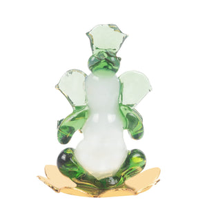 
                  
                    iCraft God Ganesh Sitting on Petal Statue (Murti) Idol Showpiece Handmade of Crystal Glass by for Worship, Decoration, Car Dashboard, Gift (Green)
                  
                