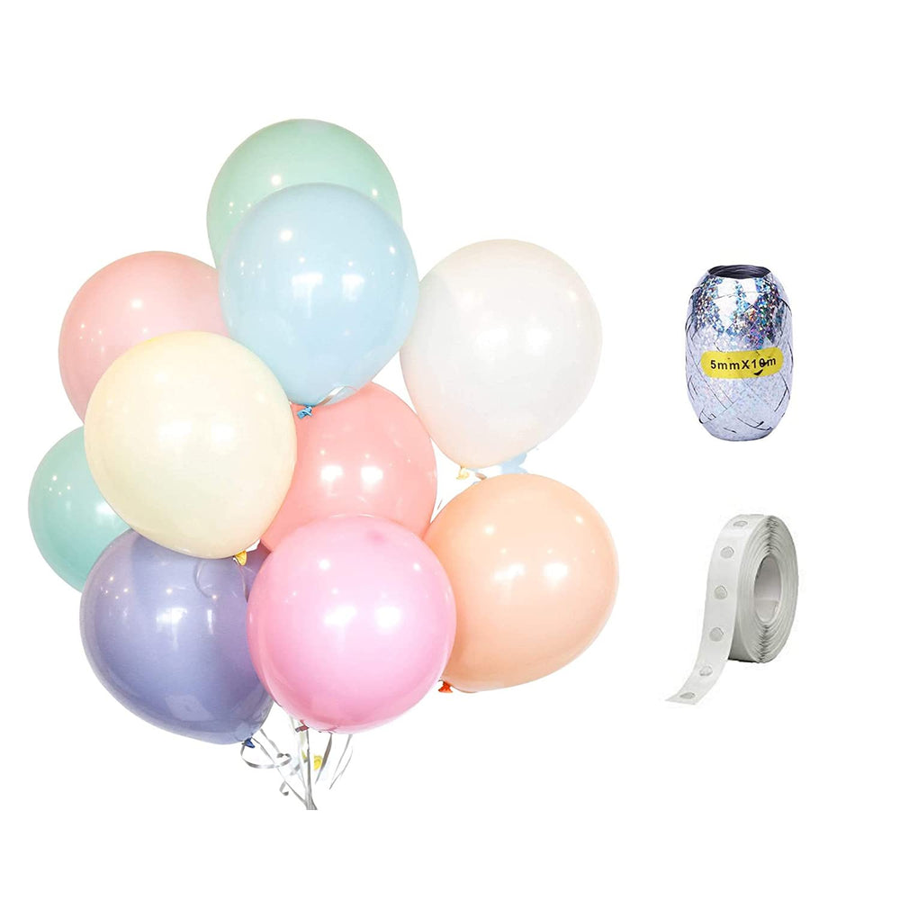 Hankley Premium Multicolour Pastel Balloons with String (Assorted) and Tape│Pastel Balloons for Birthday Decorations Items, Party Supplies, Balloon Accessories (Pastel, 30 Pieces)