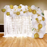 Hankley White & Golden Metallic Balloons with String (Assorted) and Wall Tape for for Baby/Bridal Shower, Birthday and House Party Decoration (50Pcs, Assorted)