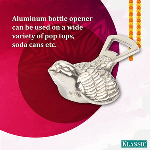 
                  
                    Klassic Bottle Opener/Recycled Almunium Bird Shape Bottle Opener (Silver,Pack of 1) (Kl-Bttloopnr-Bird)
                  
                